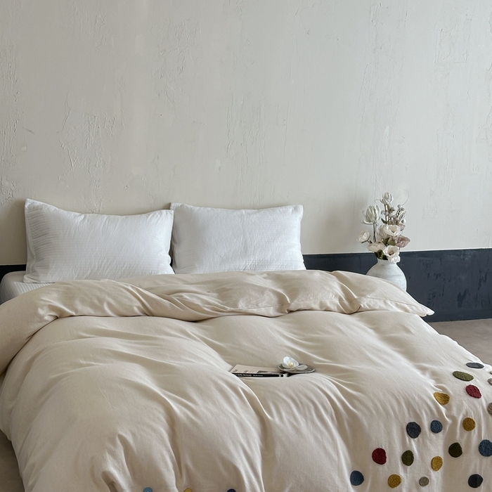 91家纺网 家纺一手货源 找家纺 （总）月夏 2025新款棉麻四件套-炫彩