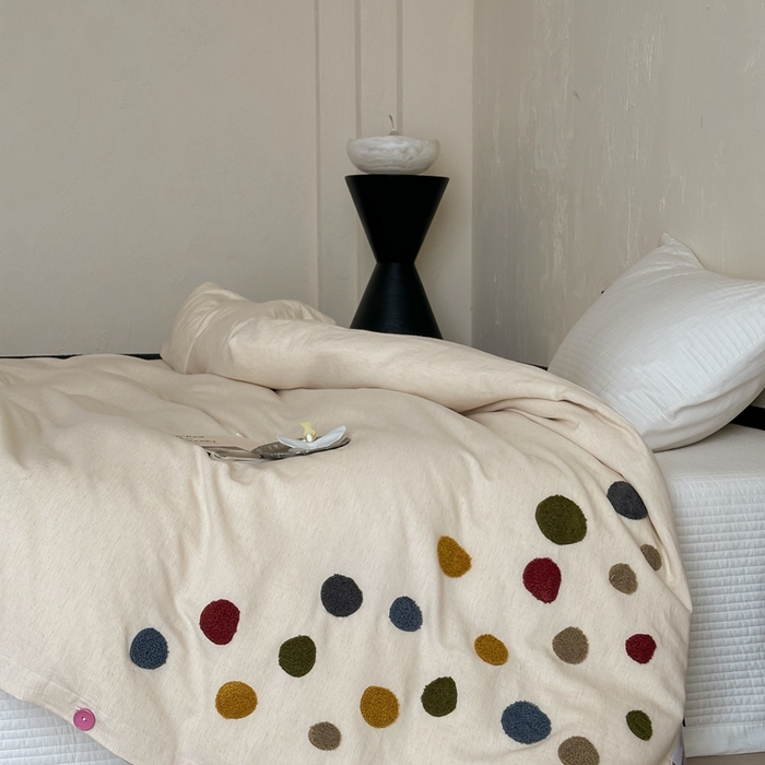 91家纺网 家纺一手货源 找家纺 （总）月夏 2025新款棉麻四件套-炫彩