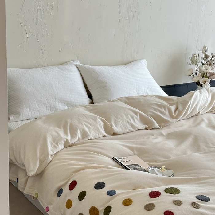 91家纺网 家纺一手货源 找家纺 （总）月夏 2025新款棉麻四件套-炫彩