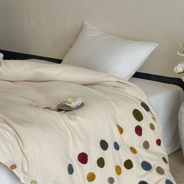 91家纺网 家纺一手货源 找家纺 （总）月夏 2025新款棉麻四件套-炫彩