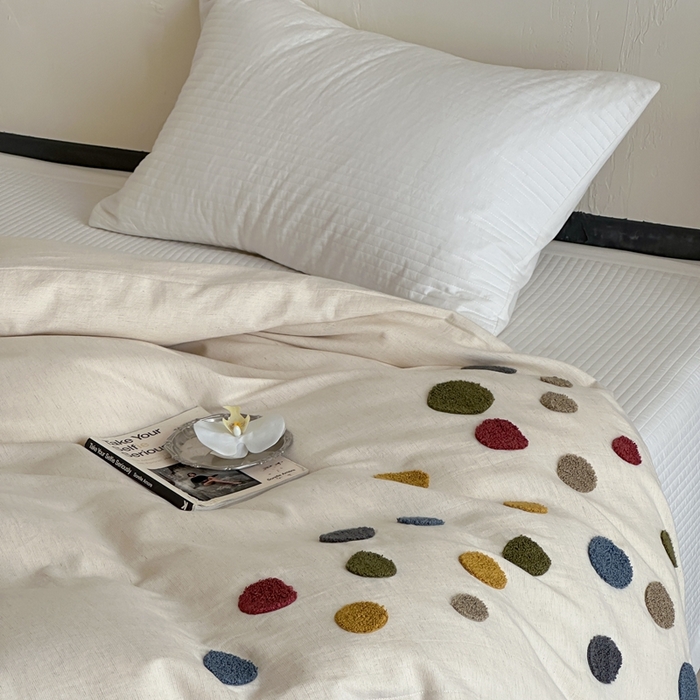 91家纺网 家纺一手货源 找家纺 （总）月夏 2025新款棉麻四件套-炫彩