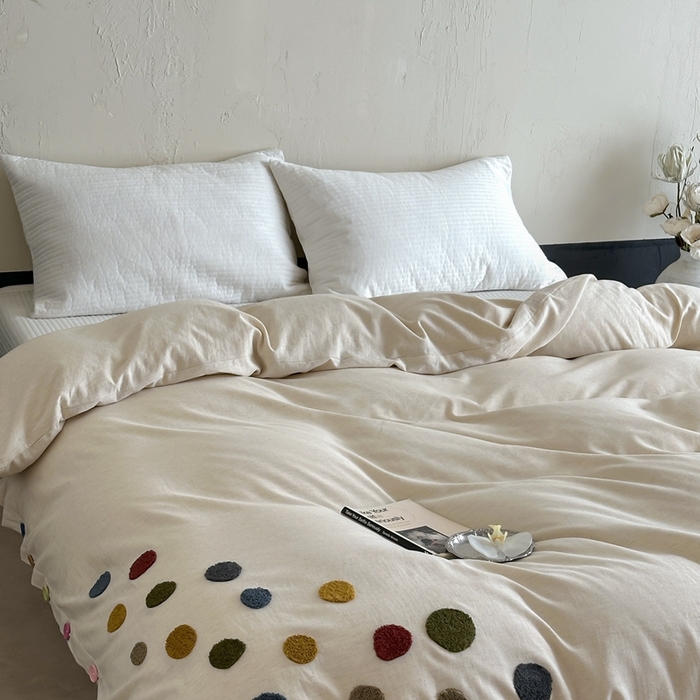 91家纺网 家纺一手货源 找家纺 （总）月夏 2025新款棉麻四件套-炫彩