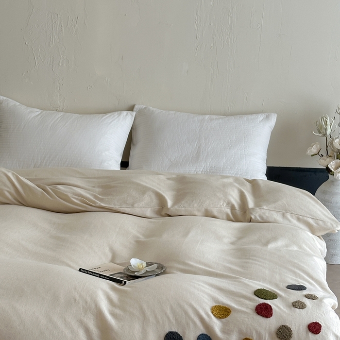 91家纺网 家纺一手货源 找家纺 （总）月夏 2025新款棉麻四件套-炫彩