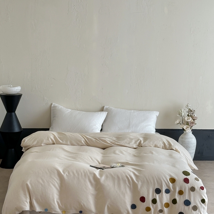 91家纺网 家纺一手货源 找家纺 （总）月夏 2025新款棉麻四件套-炫彩