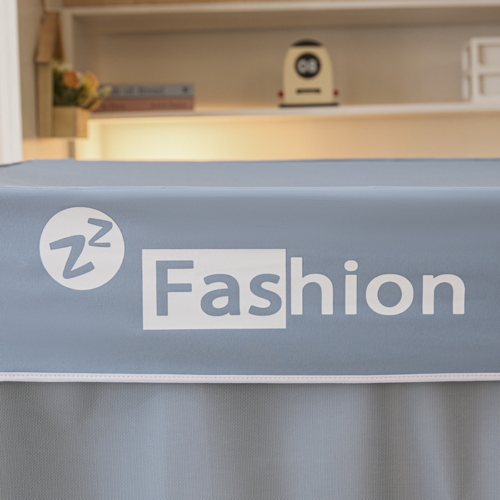 91家纺网 家纺一手货源 找家纺 梓瑄家居 2025新款100%物理强遮光纳米技术静电植绒环保透气床帘加密纱学生蚊帐透气面料 月亮猫