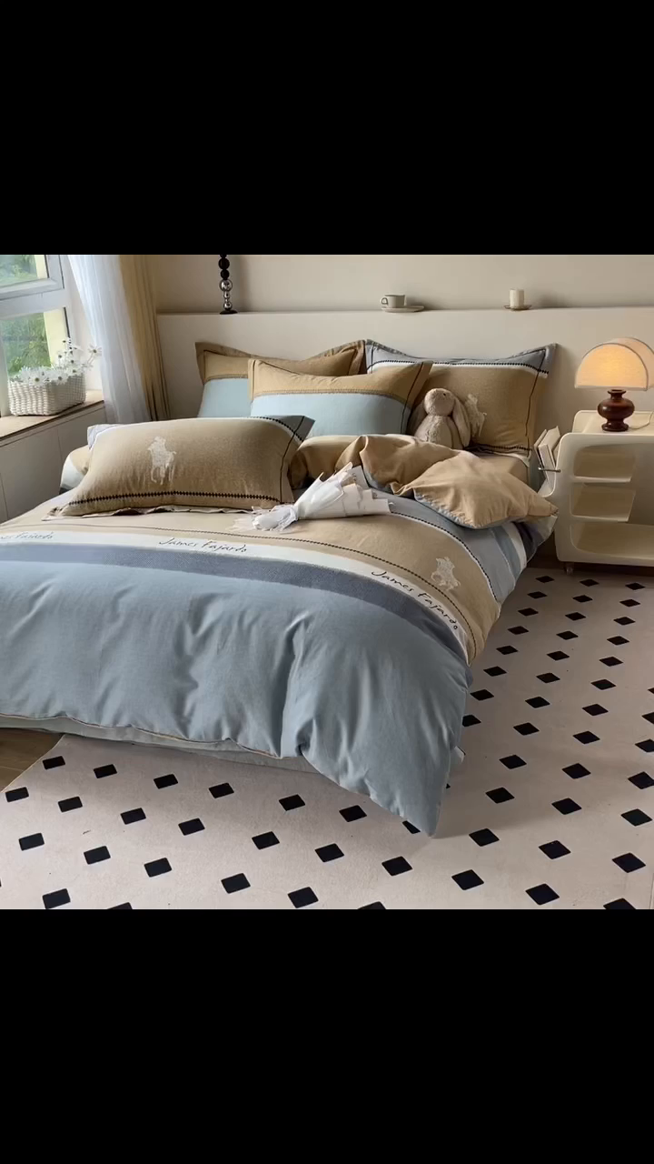 91家纺网 家纺一手货源 找家纺 艾迪尚家纺 2025新款生态全棉纯棉磨毛印花四件套 普罗迪—兰