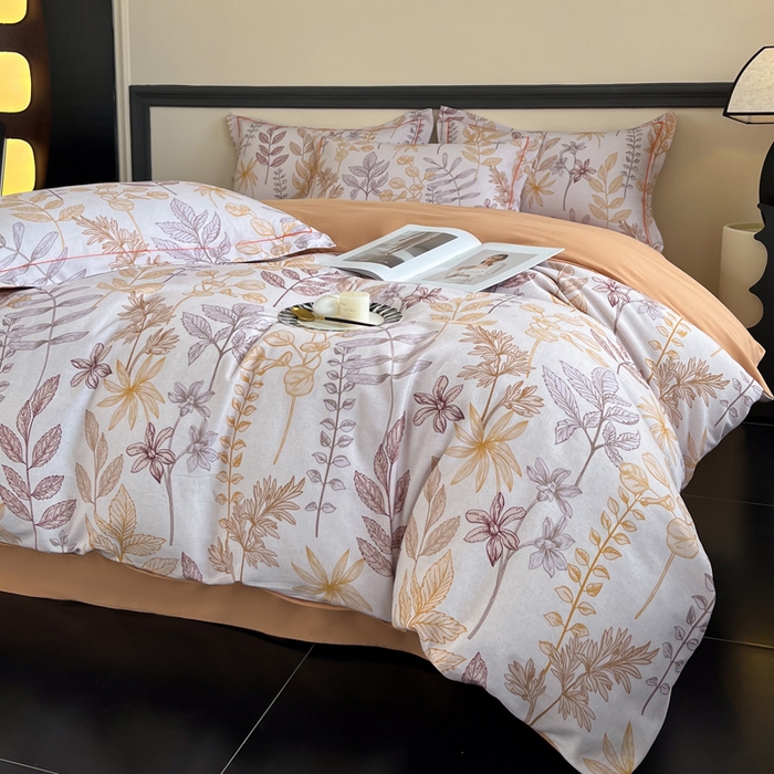 91家纺网 家纺一手货源 找家纺 艾迪尚家纺 2025新款生态全棉纯棉磨毛印花四件套 琼瑶-桔