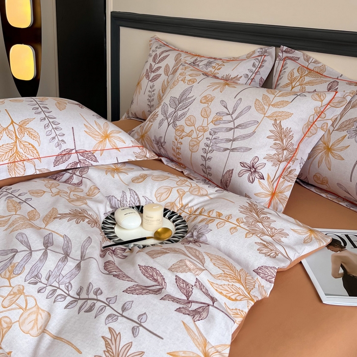 91家纺网 家纺一手货源 找家纺 艾迪尚家纺 2025新款生态全棉纯棉磨毛印花四件套 琼瑶-桔