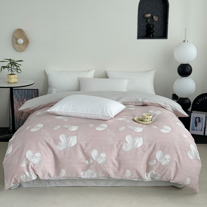 91家纺网 家纺一手货源 找家纺 艾迪尚家纺 2025新款生态全棉纯棉磨毛印花四件套 如梦-粉