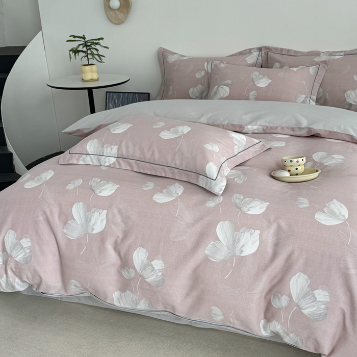 91家纺网 家纺一手货源 找家纺 艾迪尚家纺 2025新款生态全棉纯棉磨毛印花四件套 如梦-粉