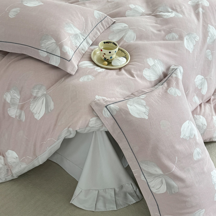 91家纺网 家纺一手货源 找家纺 艾迪尚家纺 2025新款生态全棉纯棉磨毛印花四件套 如梦-粉