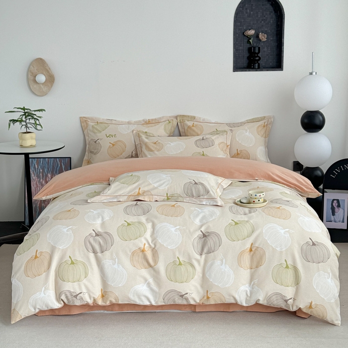 艾迪尚家纺 2025新款生态全棉纯棉磨毛印花四件套 如意-桔