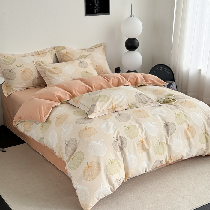 91家纺网 家纺一手货源 找家纺 艾迪尚家纺 2025新款生态全棉纯棉磨毛印花四件套 如意-桔