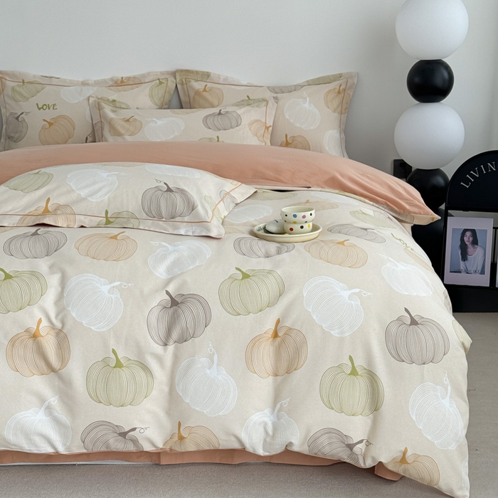 91家纺网 家纺一手货源 找家纺 艾迪尚家纺 2025新款生态全棉纯棉磨毛印花四件套 如意-桔