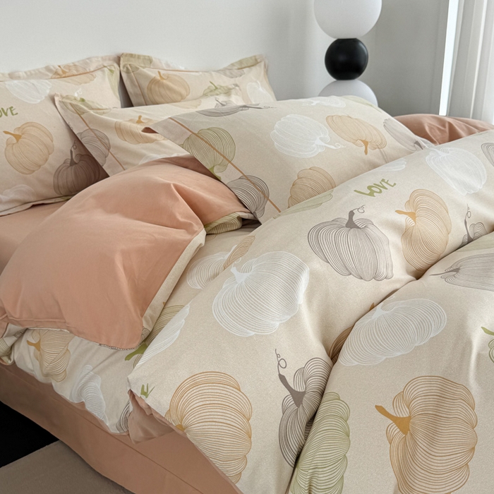 91家纺网 家纺一手货源 找家纺 艾迪尚家纺 2025新款生态全棉纯棉磨毛印花四件套 如意-桔