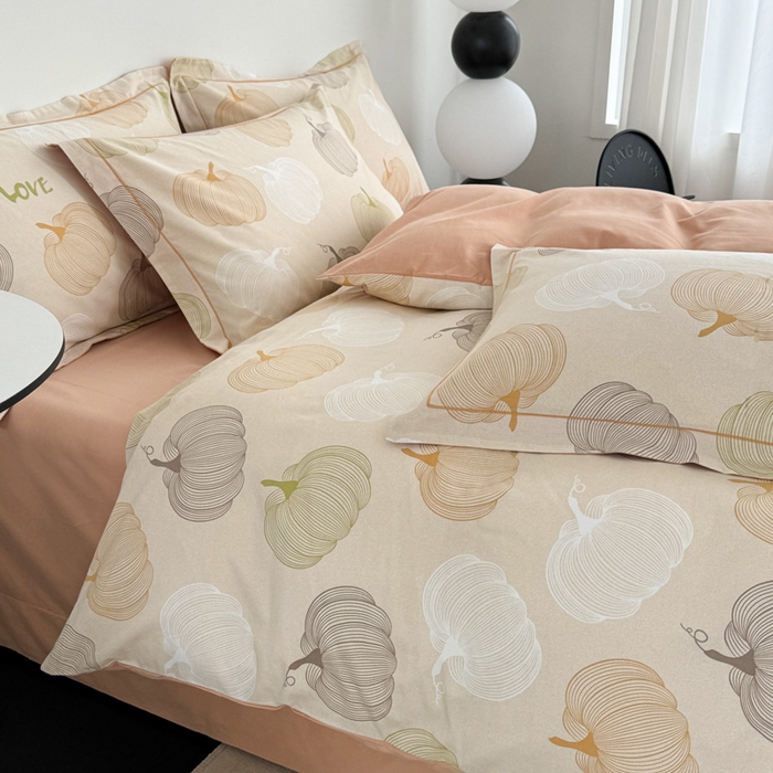 91家纺网 家纺一手货源 找家纺 艾迪尚家纺 2025新款生态全棉纯棉磨毛印花四件套 如意-桔