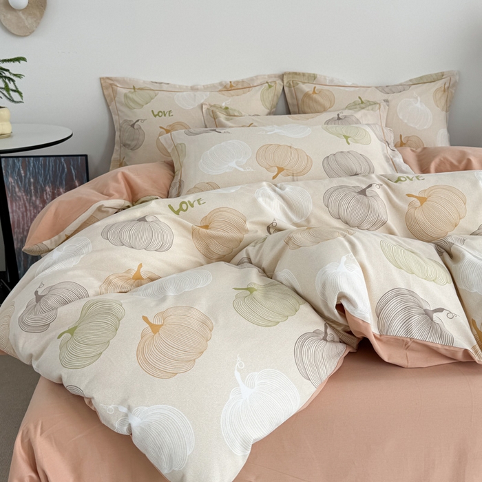 91家纺网 家纺一手货源 找家纺 艾迪尚家纺 2025新款生态全棉纯棉磨毛印花四件套 如意-桔