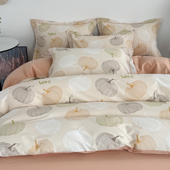 91家纺网 家纺一手货源 找家纺 艾迪尚家纺 2025新款生态全棉纯棉磨毛印花四件套 如意-桔