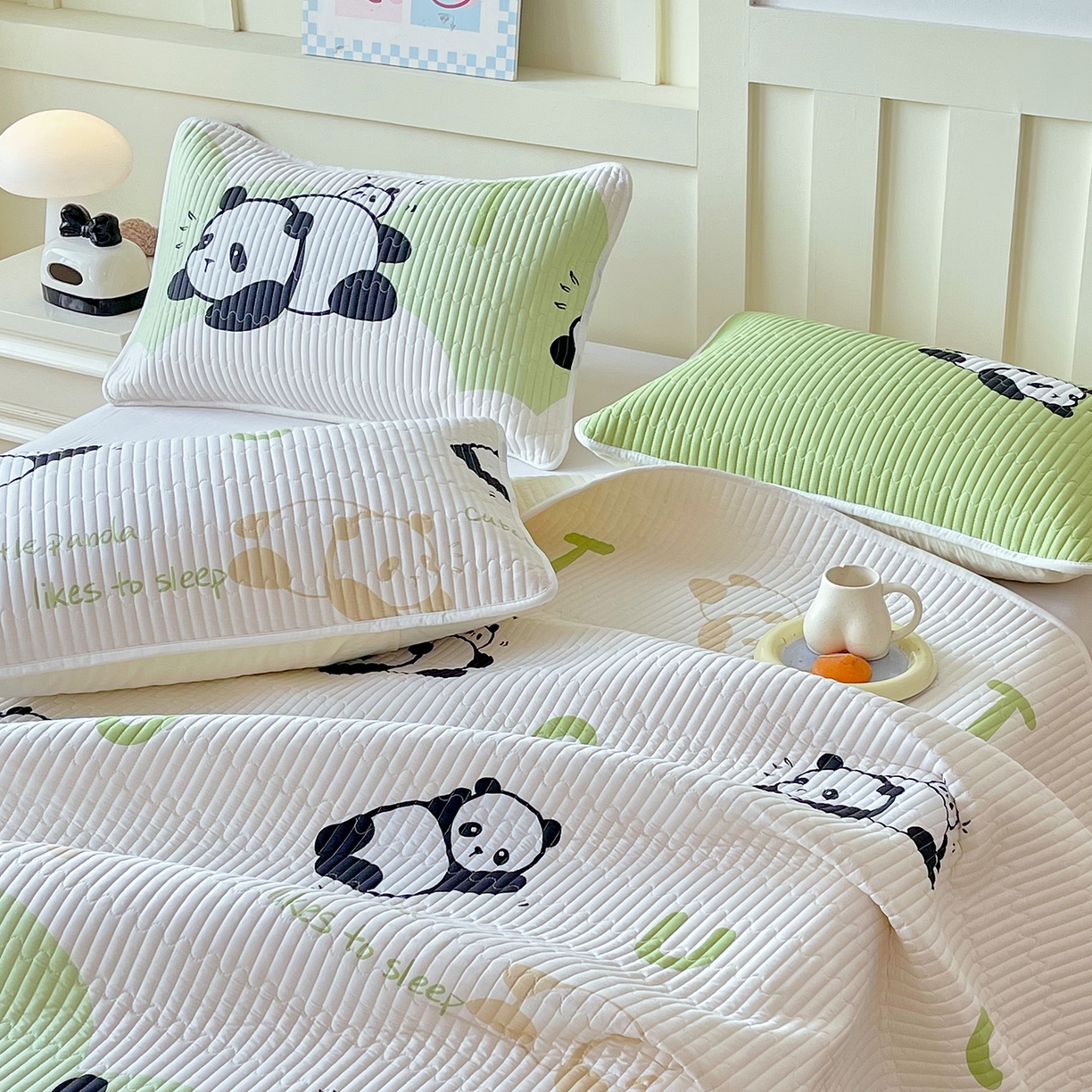 91家纺网 家纺一手货源 找家纺 金鑫汇家纺 2025新款A类全绗缝夹棉印花枕套 可爱熊猫