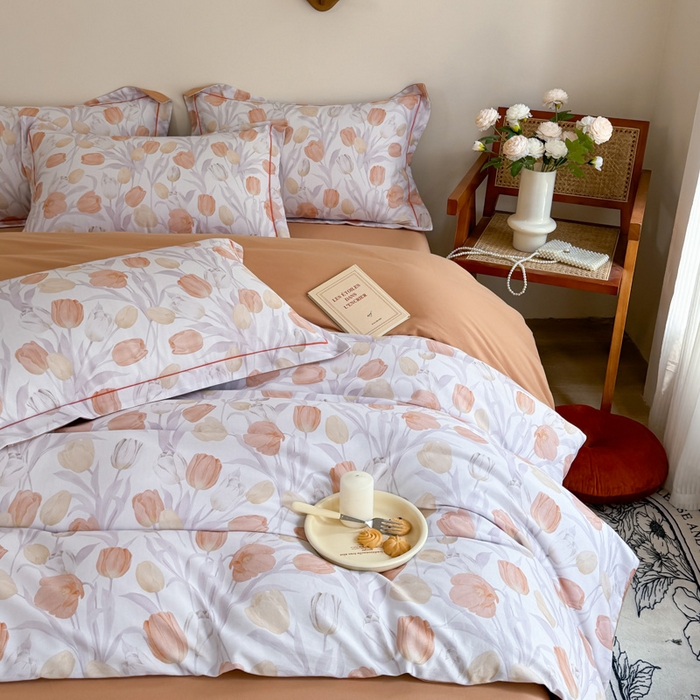 91家纺网 家纺一手货源 找家纺 艾迪尚家纺 2025新款生态全棉纯棉磨毛印花四件套 盛世颜-桔