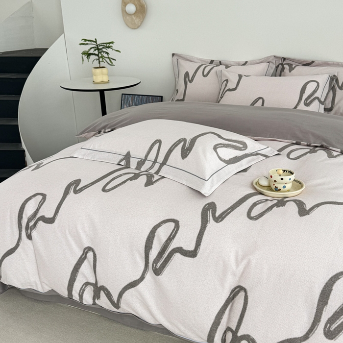 91家纺网 家纺一手货源 找家纺 艾迪尚家纺 2025新款生态全棉纯棉磨毛印花四件套 时光-灰