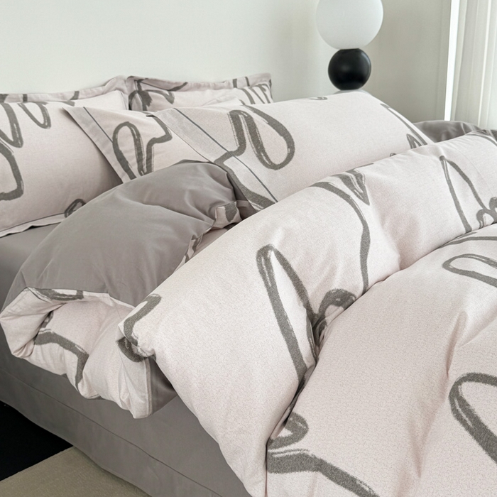 91家纺网 家纺一手货源 找家纺 艾迪尚家纺 2025新款生态全棉纯棉磨毛印花四件套 时光-灰