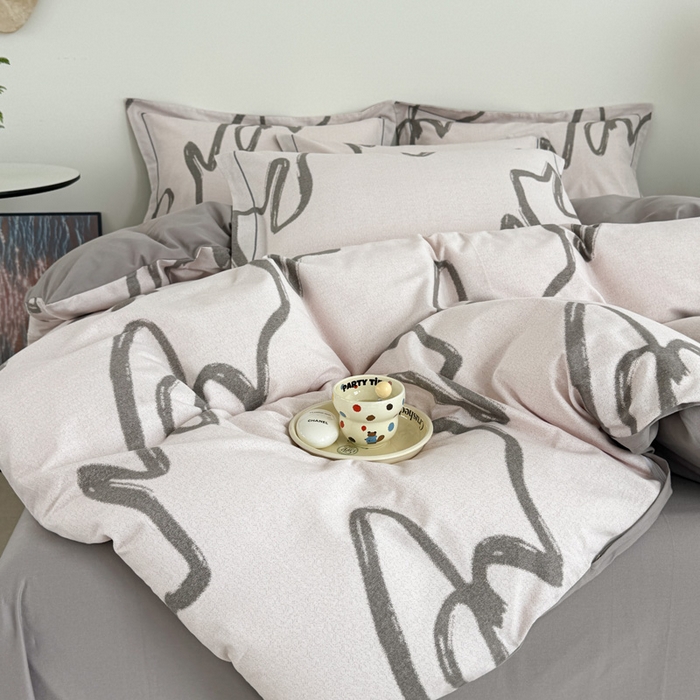 91家纺网 家纺一手货源 找家纺 艾迪尚家纺 2025新款生态全棉纯棉磨毛印花四件套 时光-灰