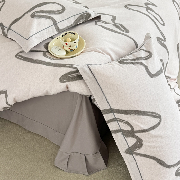 91家纺网 家纺一手货源 找家纺 艾迪尚家纺 2025新款生态全棉纯棉磨毛印花四件套 时光-灰