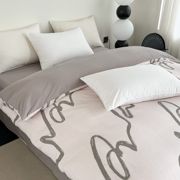 91家纺网 家纺一手货源 找家纺 艾迪尚家纺 2025新款生态全棉纯棉磨毛印花四件套 时光-灰