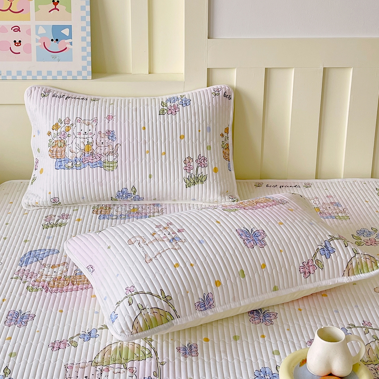 91家纺网 家纺一手货源 找家纺 金鑫汇家纺 2025新款A类全绗缝夹棉印花枕套 喵喵日记