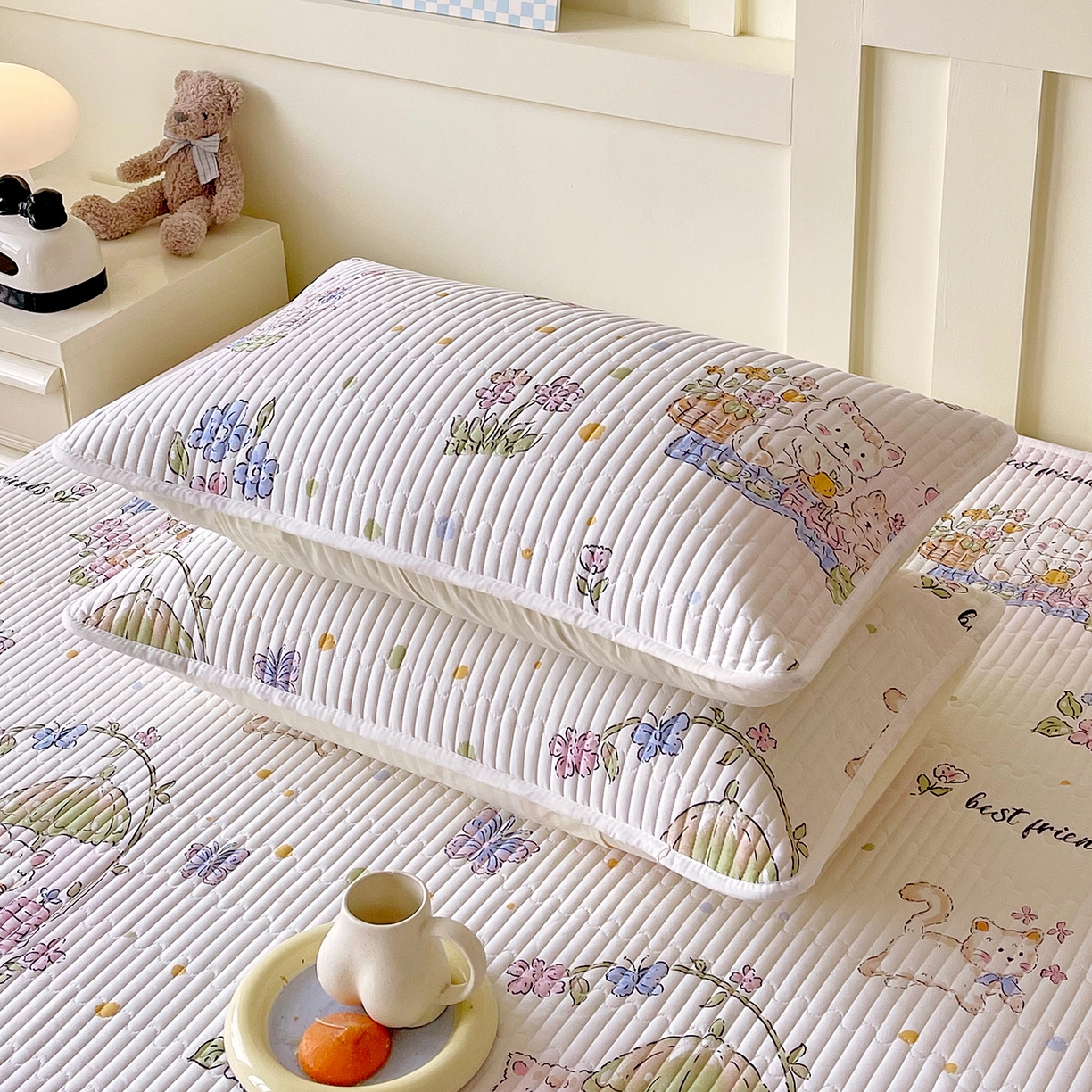 91家纺网 家纺一手货源 找家纺 金鑫汇家纺 2025新款A类全绗缝夹棉印花枕套 喵喵日记