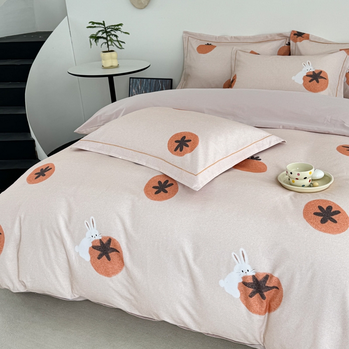 91家纺网 家纺一手货源 找家纺 艾迪尚家纺 2025新款生态全棉纯棉磨毛印花四件套 事事如意-桔