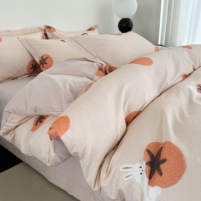 91家纺网 家纺一手货源 找家纺 艾迪尚家纺 2025新款生态全棉纯棉磨毛印花四件套 事事如意-桔