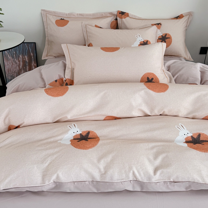 91家纺网 家纺一手货源 找家纺 艾迪尚家纺 2025新款生态全棉纯棉磨毛印花四件套 事事如意-桔