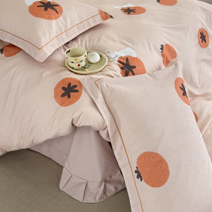 91家纺网 家纺一手货源 找家纺 艾迪尚家纺 2025新款生态全棉纯棉磨毛印花四件套 事事如意-桔