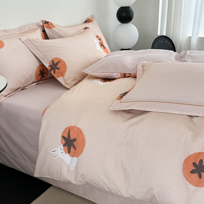 91家纺网 家纺一手货源 找家纺 艾迪尚家纺 2025新款生态全棉纯棉磨毛印花四件套 事事如意-桔