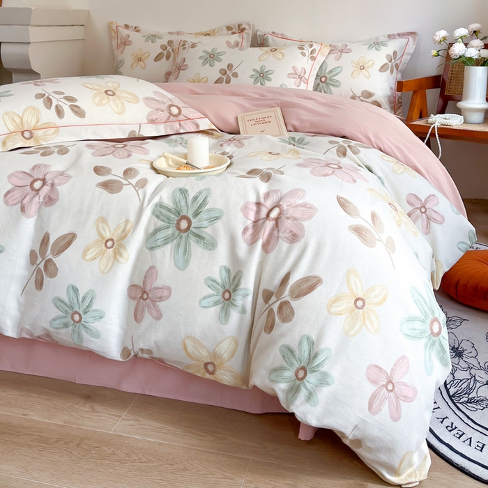 91家纺网 家纺一手货源 找家纺 艾迪尚家纺 2025新款生态全棉纯棉磨毛印花四件套 向阳