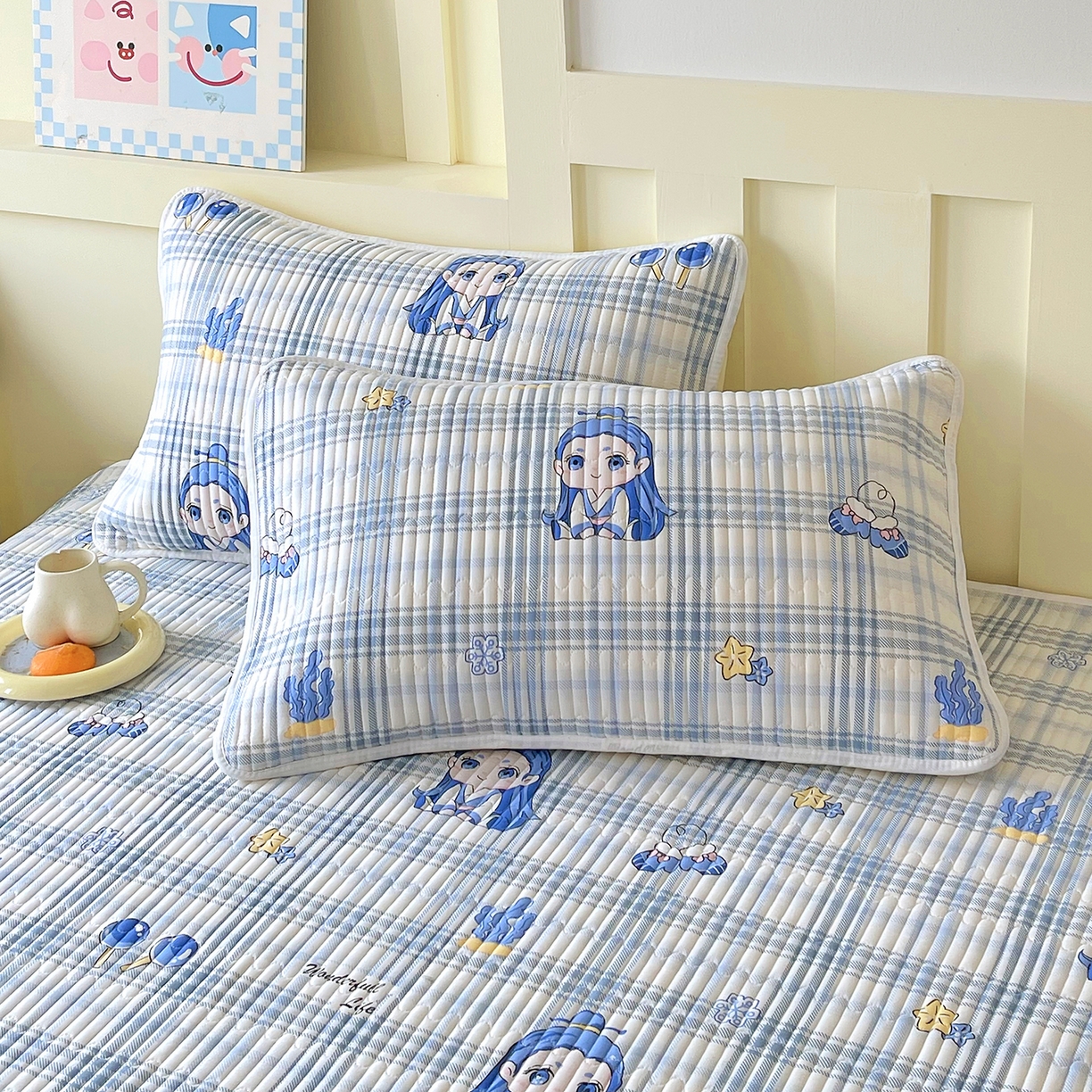 91家纺网 家纺一手货源 找家纺 金鑫汇家纺 2025新款A类全绗缝夹棉印花枕套 谦逊敖丙