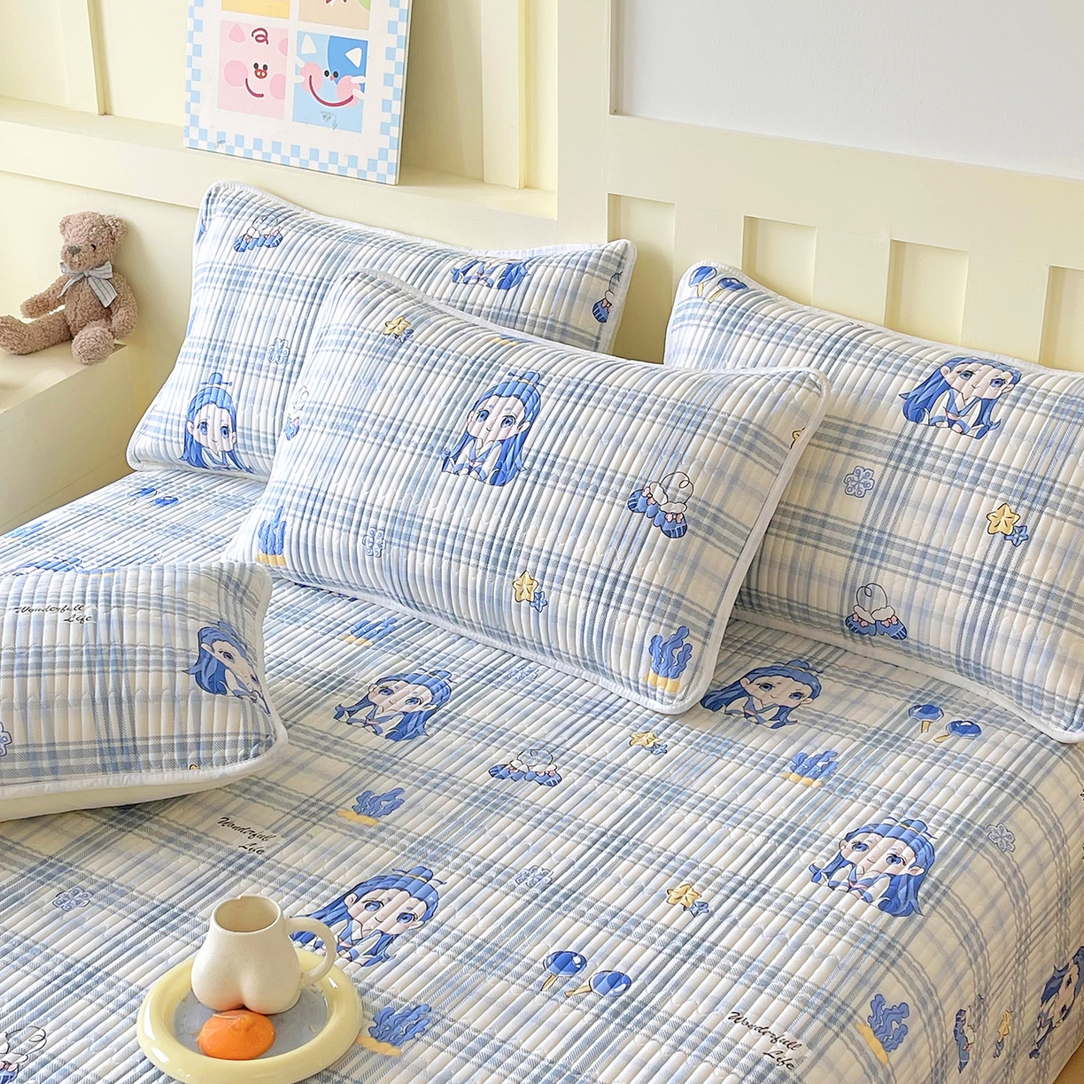 91家纺网 家纺一手货源 找家纺 金鑫汇家纺 2025新款A类全绗缝夹棉印花枕套 谦逊敖丙