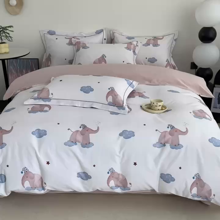 91家纺网 家纺一手货源 找家纺 艾迪尚家纺 2025新款生态全棉纯棉磨毛印花四件套 向云端-米