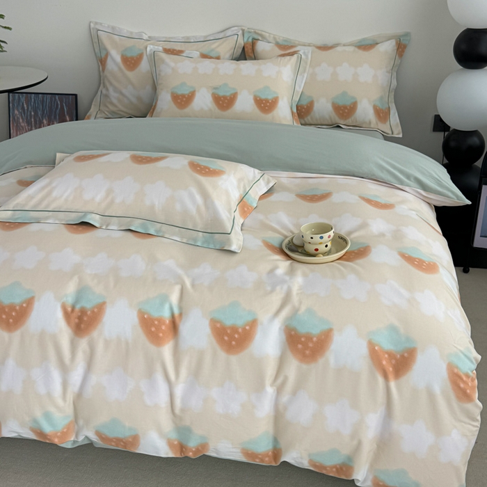 91家纺网 家纺一手货源 找家纺 艾迪尚家纺 2025新款生态全棉纯棉磨毛印花四件套 小甜甜-黄