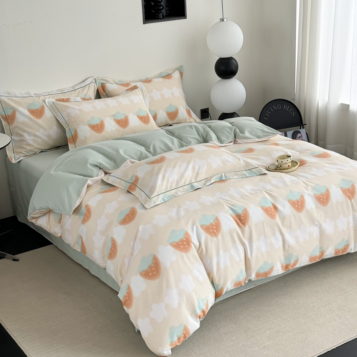 91家纺网 家纺一手货源 找家纺 艾迪尚家纺 2025新款生态全棉纯棉磨毛印花四件套 小甜甜-黄