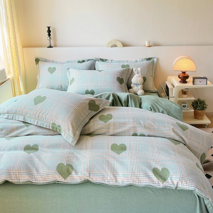 艾迪尚家纺 2025新款生态全棉纯棉磨毛印花四件套 心动时刻