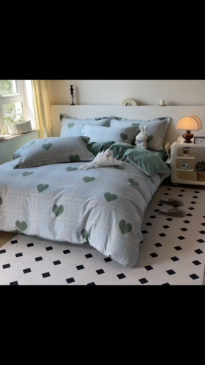 91家纺网 家纺一手货源 找家纺 艾迪尚家纺 2025新款生态全棉纯棉磨毛印花四件套 心动时刻