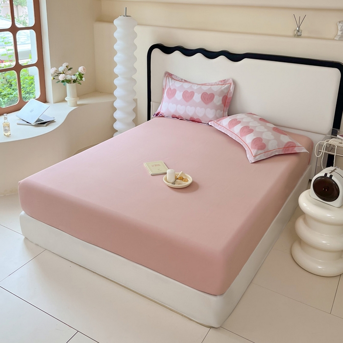 91家纺网 家纺一手货源 找家纺 艾迪尚家纺 2025新款生态全棉纯棉磨毛印花四件套 心心相印-粉