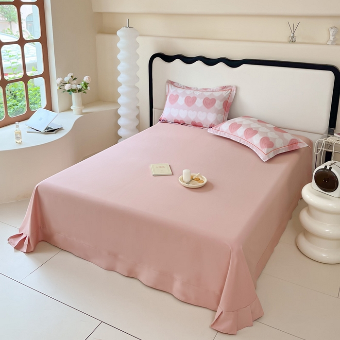 91家纺网 家纺一手货源 找家纺 艾迪尚家纺 2025新款生态全棉纯棉磨毛印花四件套 心心相印-粉