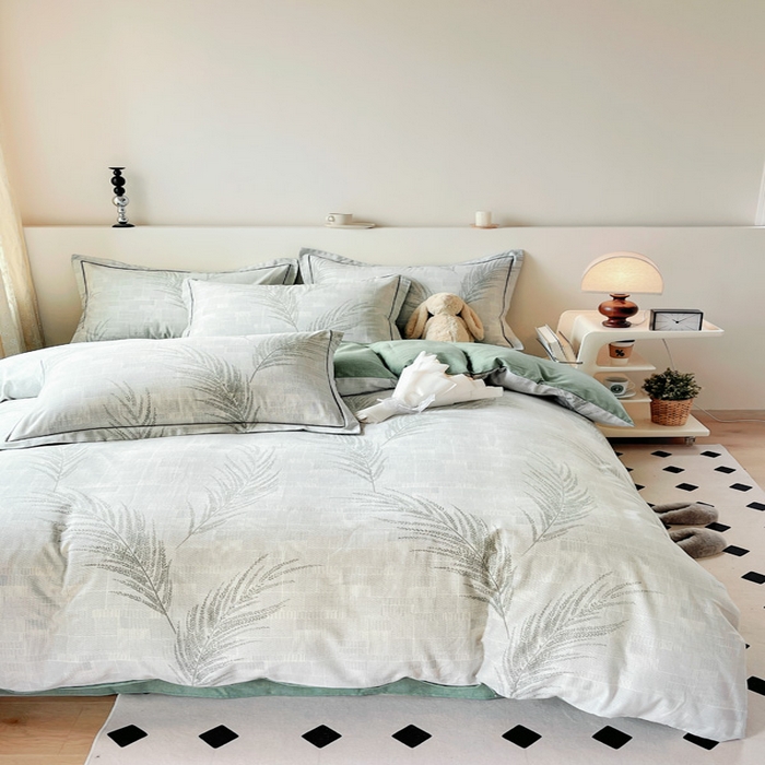 91家纺网 家纺一手货源 找家纺 艾迪尚家纺 2025新款生态全棉纯棉磨毛印花四件套 叶雨婆裟