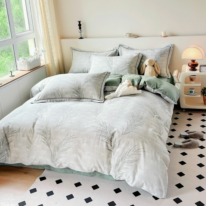 91家纺网 家纺一手货源 找家纺 艾迪尚家纺 2025新款生态全棉纯棉磨毛印花四件套 叶雨婆裟