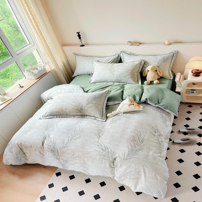 91家纺网 家纺一手货源 找家纺 艾迪尚家纺 2025新款生态全棉纯棉磨毛印花四件套 叶雨婆裟