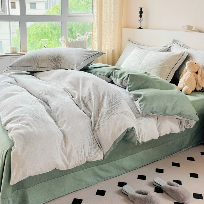 91家纺网 家纺一手货源 找家纺 艾迪尚家纺 2025新款生态全棉纯棉磨毛印花四件套 叶雨婆裟